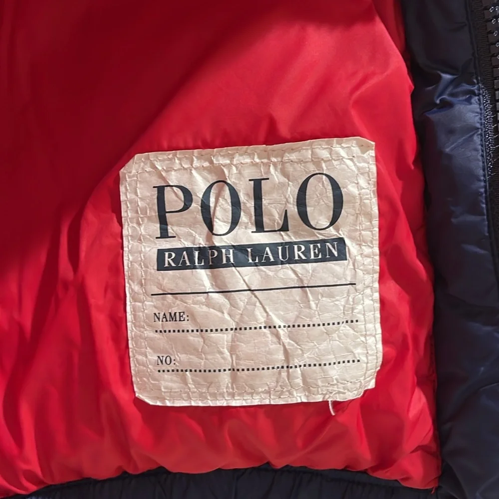 Ralph Lauren kids logo embroidered hooded padded jacket